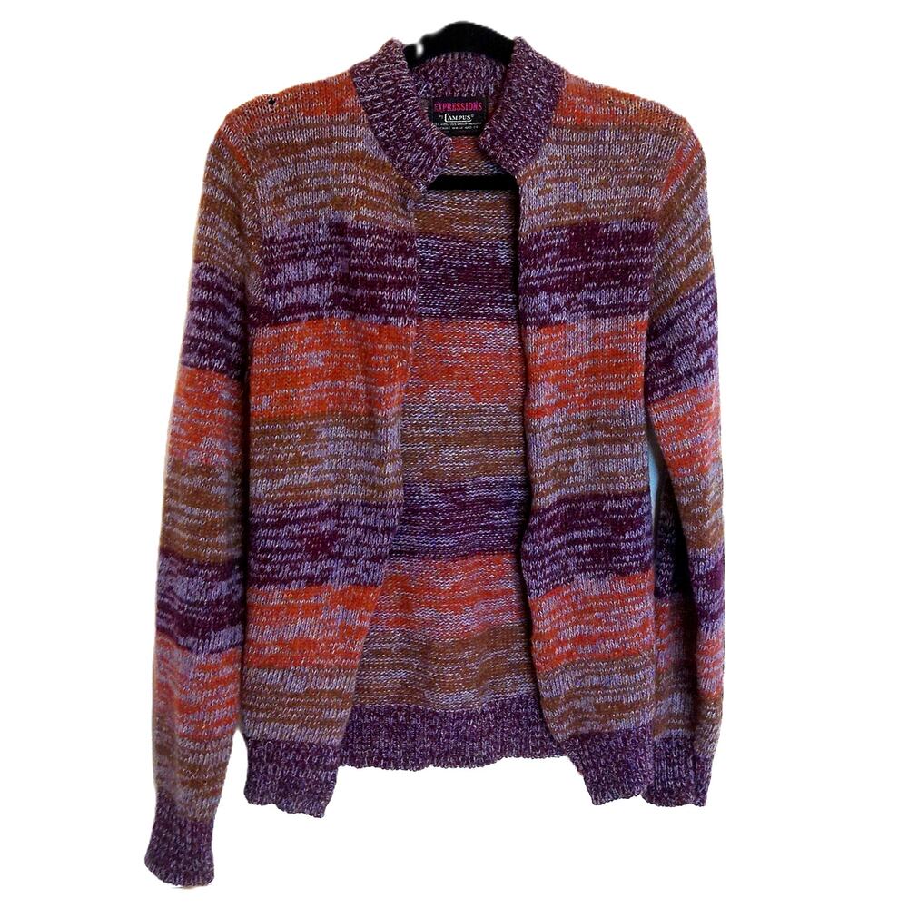 Vtg 70s Expressions by Campus Striped Wool Cardigan Cobain Grunge Grandpa READ